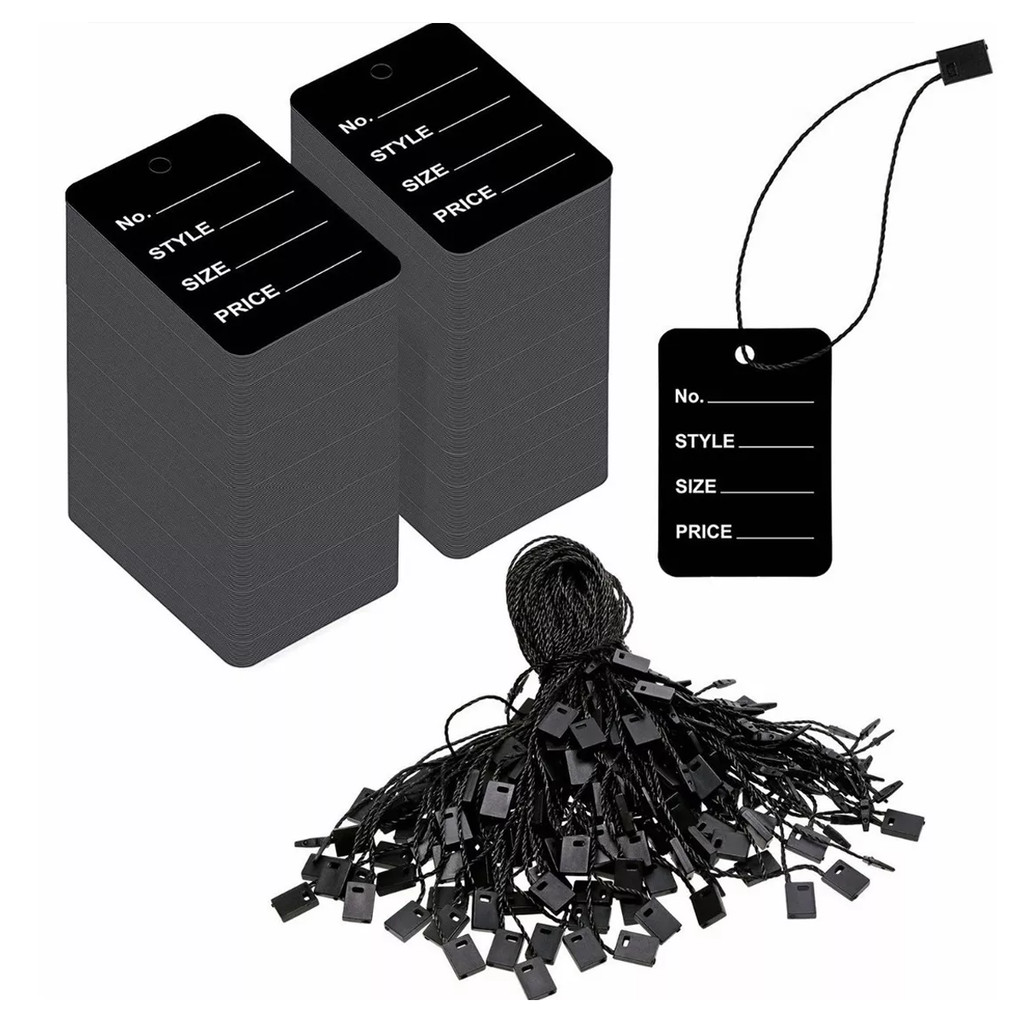 

1000PCS Useful Retail Fittings Garment Supplies Price Tags Clothing Label Hang Tag String Hangtags Black and white