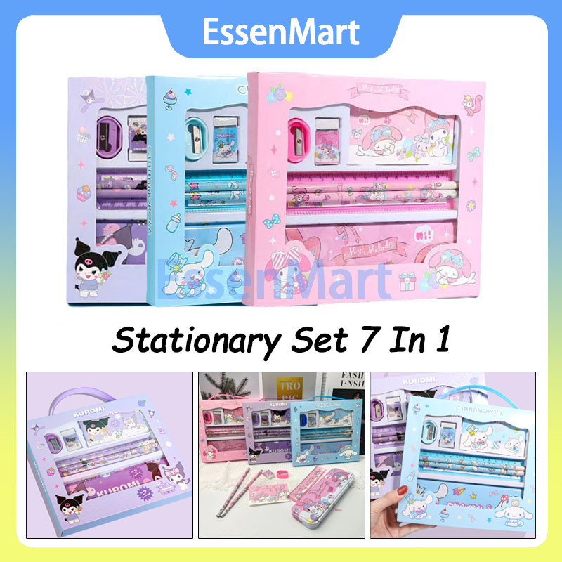 

Set Alat Tulis Anak Karakter Melody Cinamarol Kuromi / Kotak Pensil Anak Set 7 In 1 Stationery Untuk Hadiah Anak Sekolah / Kotak Pensil Anak Set