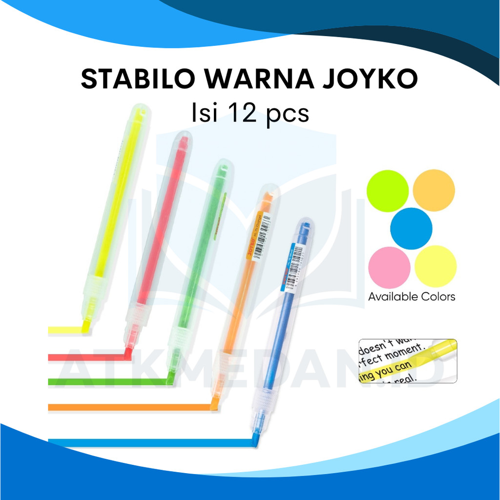 

12 PCS STABILO JOYKO HIGHLIGHTER PENANDA PER KOTAK