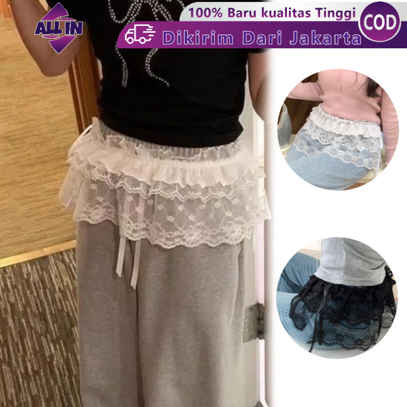 Celemek Rok Renda Layer Mini Skirt Rok Korea Rok Renda Wanita Brukat