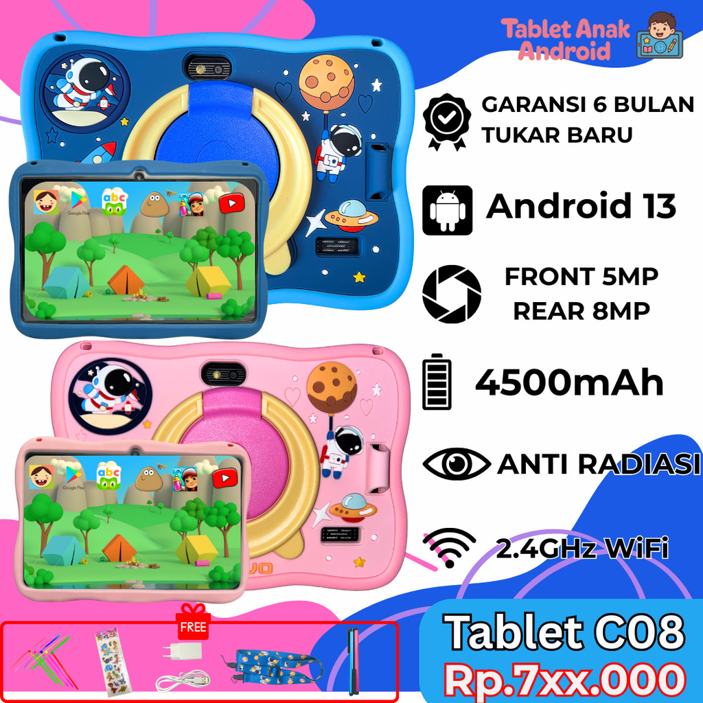Tablet Anak Android 8 Inchi Edukasi Islami Bisa Menggambar dan Mewarnai Garansi 6 Bulan