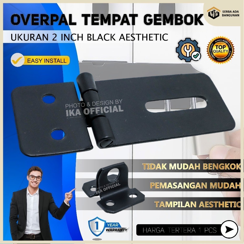 SAB OVERPALL HITAM TEBAL STAPLES / HASPS / TEMPAT GEMBOK/ CANTELAN GEMBOK / GRENDEL OVERVAL OVERVAL 