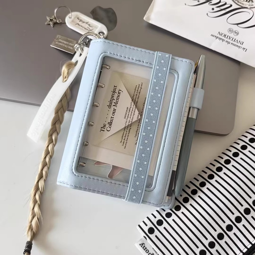 

A7 Transparent cover notebook binder star card photo album soft faux leather portable schedule notepad