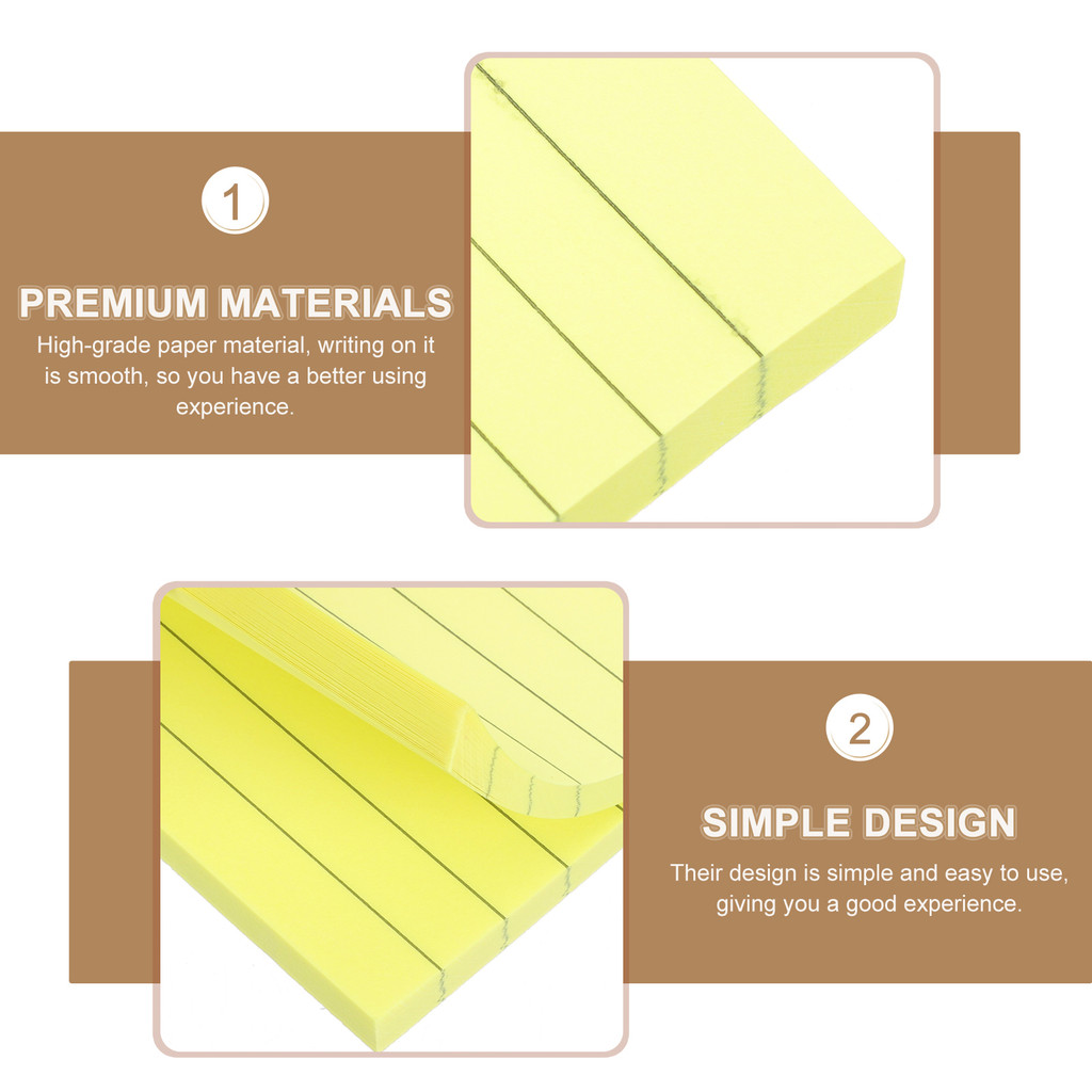 

800pcs Fluorescent Lined Sticky Memo Pads Self-Adhesive Notes Bright Yellow Strong Adhesive Removable Notepads for Office School