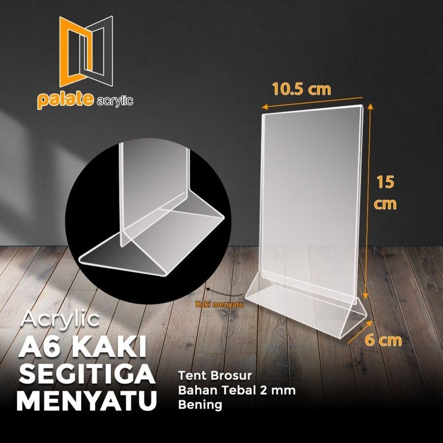 

Acrylic Tent brosur A6 Kaki Segitiga Menyatu/Tent holder A6 2mm