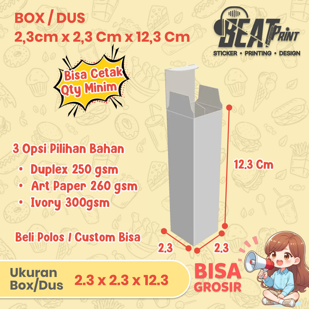 

Kotak Lip Tint POLOS 2,3x2,3x12,3 / Kemasan Lip Balm / Dus Lip Gloss / Box polos Grosir | Dus Finger Print