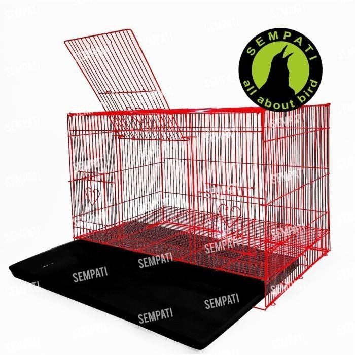 SANGKAR KANDANG BESI UMBARAN TEBAL LIPAT KOTAK UNTUK TERNAK - Merah