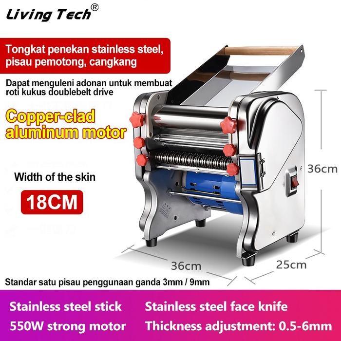 LIVING 550W Mesin Pembuat Mie Elektrik/mesin mie listrik gilingan mie listrik otomatis mesin giling 