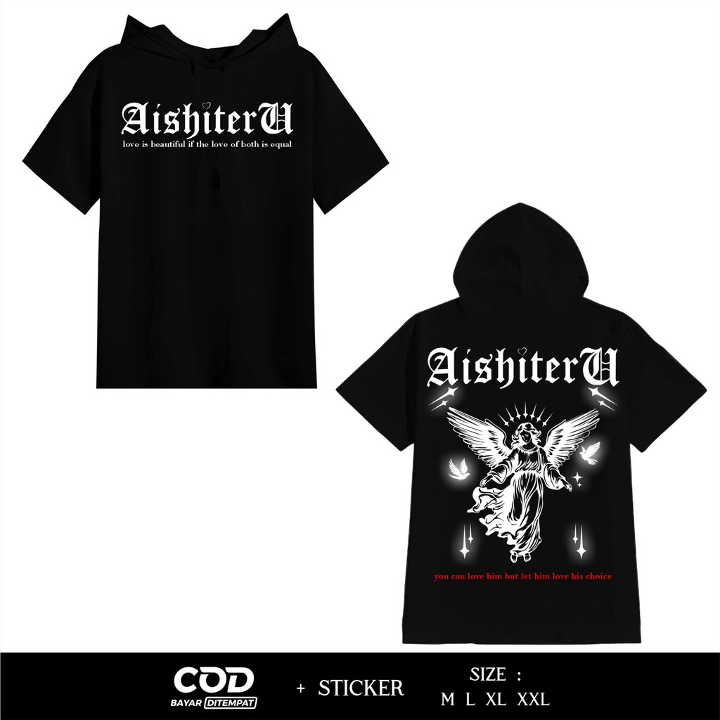 Ts-HOODIE NETRAL MENYALA AISHITERU LOVE IS BEAUTIFUL TS HOODIE DISTRO NETRAL - TS HOODIE NETRAL MENY