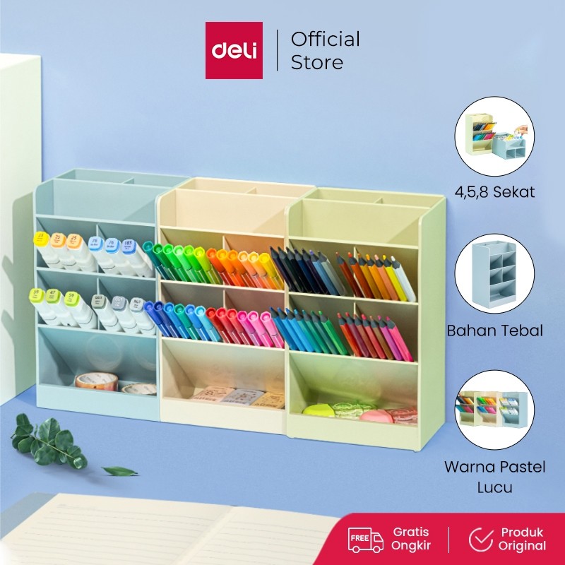 

New Deli Pen Holder / Rak Tempat Pulpen Pensil 4 5 8 Sekat Pastel Lucu 89XXPremium