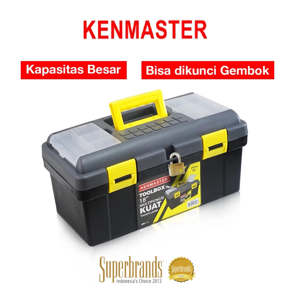 SIRAMPING   Kenmaster Tool Box 18" / Kotak Penyimpanan Perkakas / Toolbox Serbaguna Multifungsi