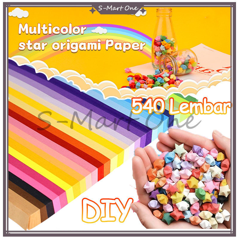 

SM 540pcs Kertas Origami Bintang/Warna Origami Star Paper Bintang/DIY Kertas Bintang Warna Warni/Jenis Strip Origami Bintang