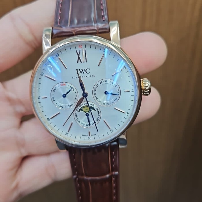 JAM TANGAN PRIA LWC  AUTOMATIC CHRONOGRPAH AKTIF TANGGAL HARI SUPER GRADE MEWAH JAM TANGAN IWC ELEGA