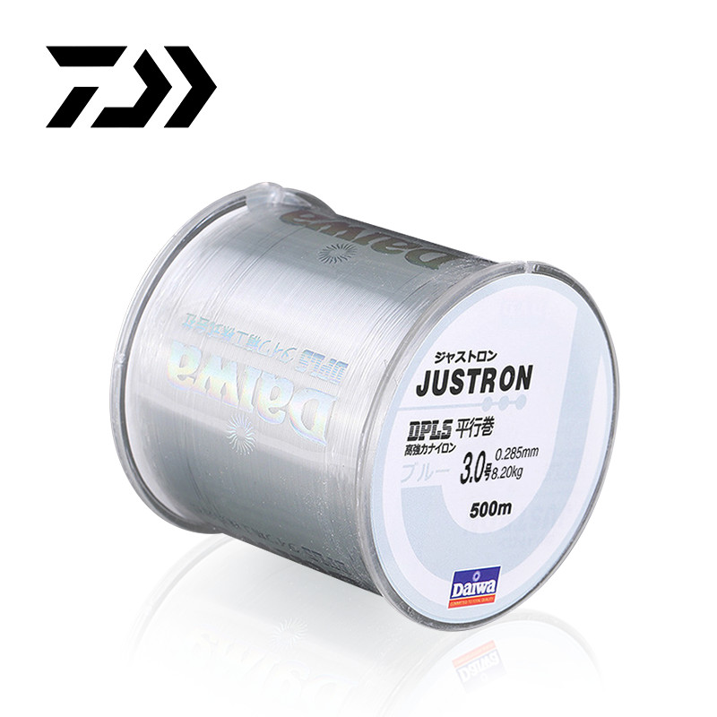 Daiwa Senar Pancing 500M, Merek Jepang Super Kuat, Justron Nilon 2LB-40LB, 7 Warna Monofilamen