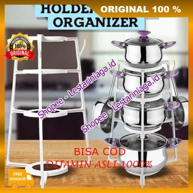 Rak Panci Dan Wajan Organizer Rak Panci 4 Susun Solusi Punya Dapur Rapi Dan Bersih ORIGINAL