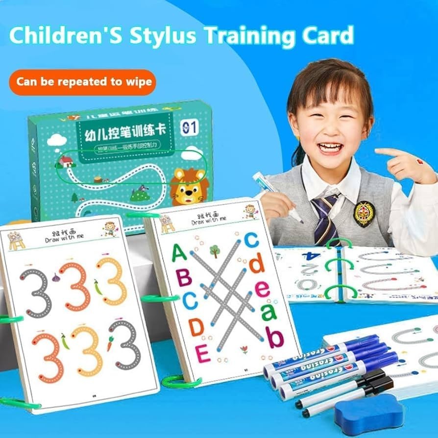 

AM TRACING WORK BOOK [FREE 6 SPIDOL + PENGHAPUS] BUKU BELAJAR ANAK REUSABLE ACTIVITY MAGIC EDUKASI