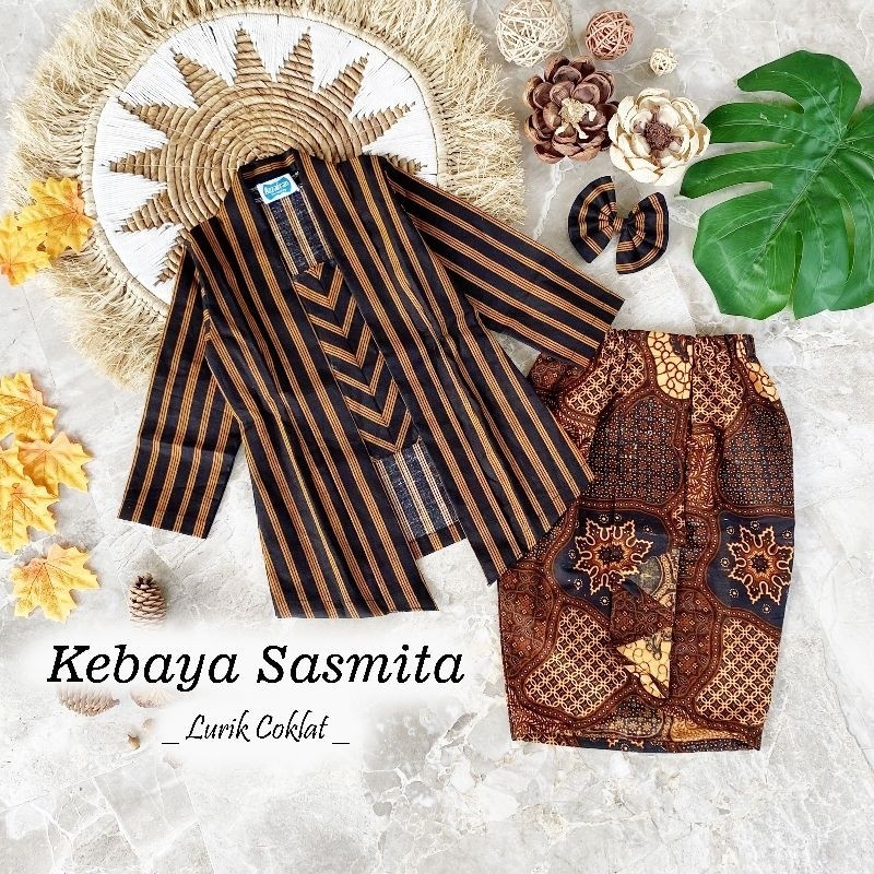 kebaya sasmita lurik coklat/kebaya lurik anak/baju lurik anak/baju adat jawa/baju adat anak/kebaya l