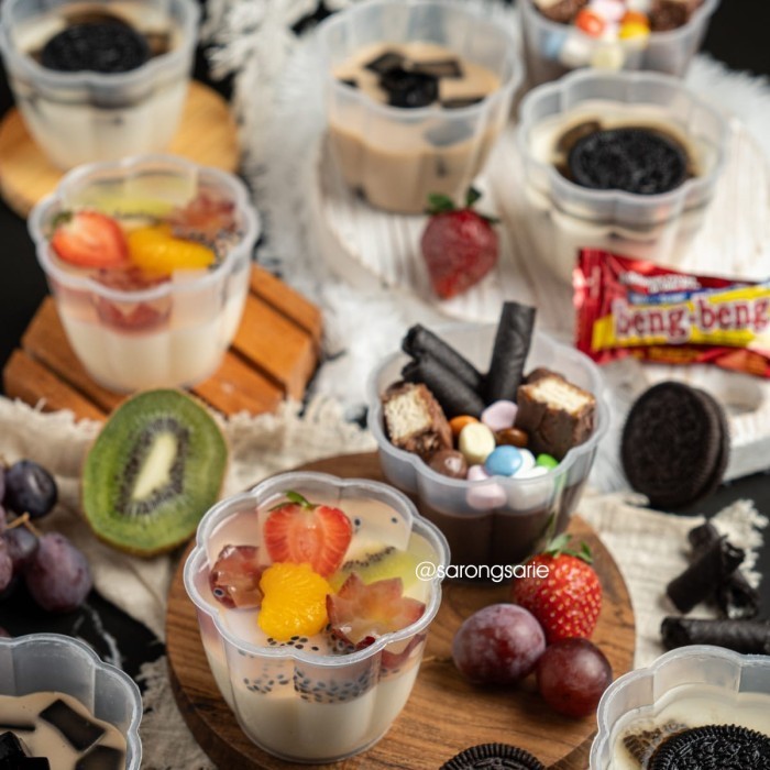 Best[Promo] Cup Puding Pelangi isi 24pcs Cup Pudding Pelangi Gelas Puding Agar