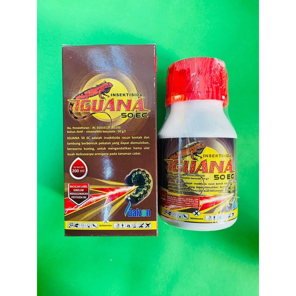 Insektisida IGUANA 50EC dari Dalzon. Isi 200ml Bahan aktif: Emamektin benzoate 50 g/l Insektisida ra