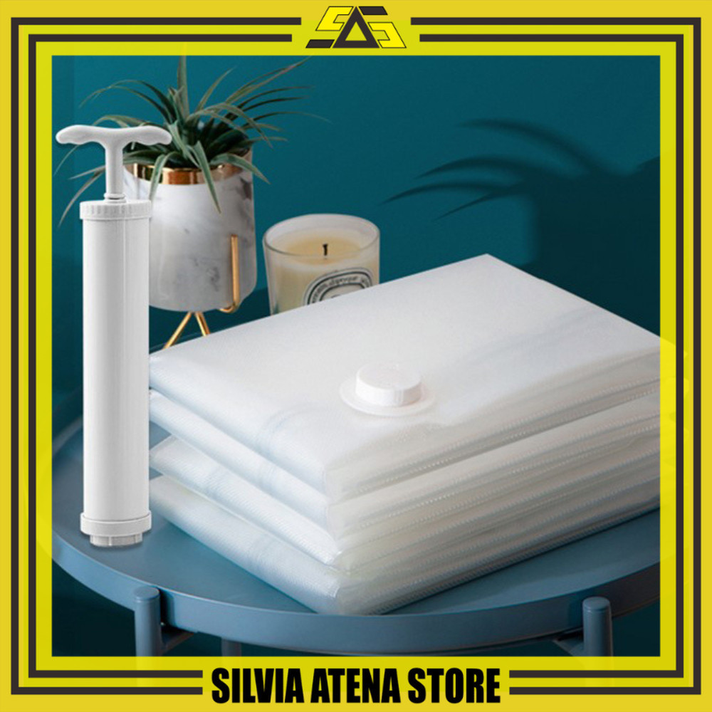 SILVIA ATENA STORE-Kantong Plastik Pakaian Vacuum Bag 10 PCS with Hand Pump Pompa / Plastik Vacum Ba