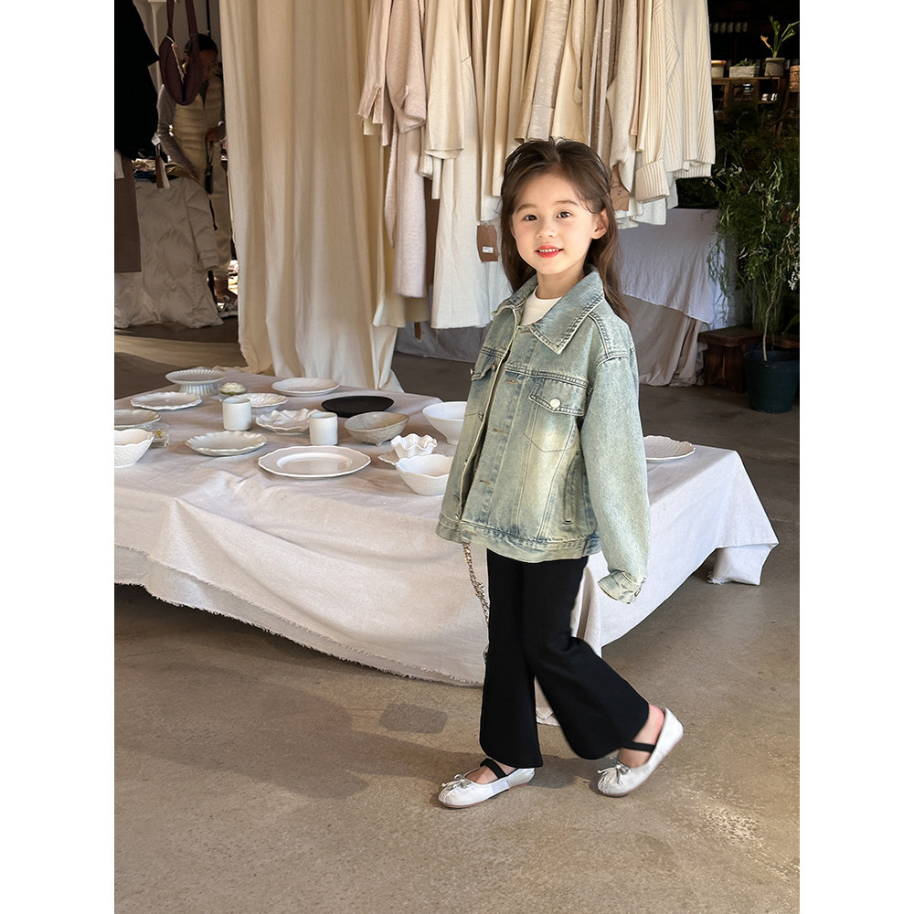 ( TOP2338 ) Jacket / jaket outer anak perempuan - denim jeans - polos