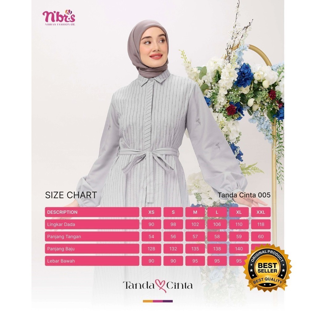 Jual Gamis Wanita Motif Garis Garis Bahan Toyobo Warna Abu Abu Muda Tanda Cinta 005 by Nibras