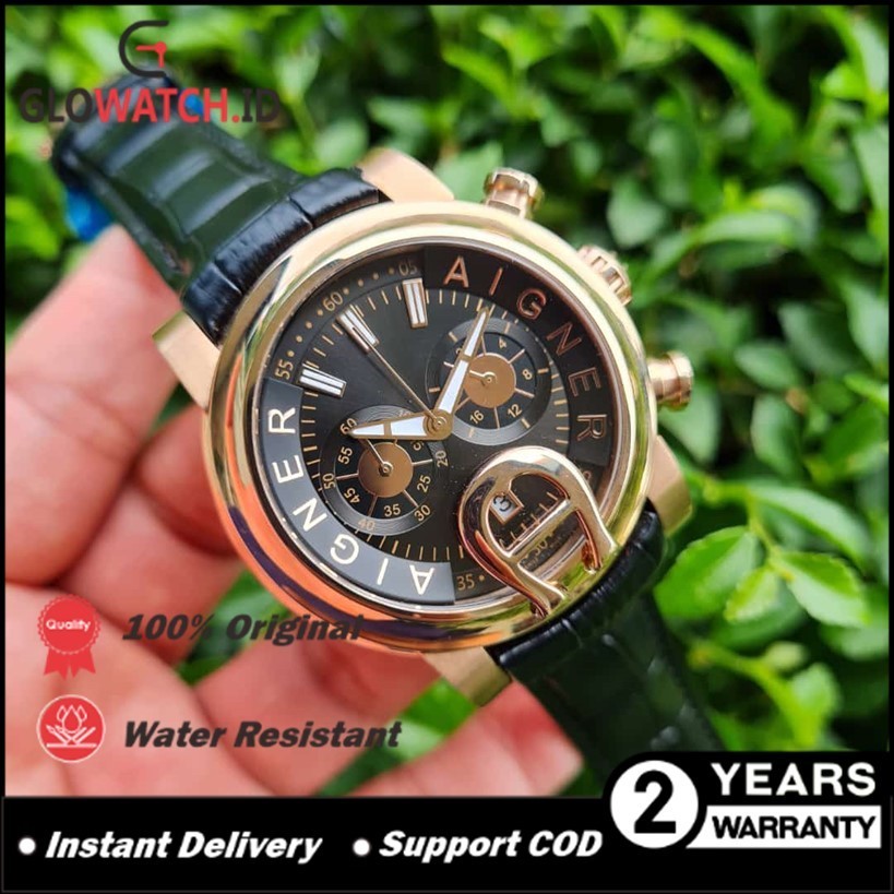 [Promo] Jam Tangan Pria Aigner Bari Chronograph Leather Original (Garansi 2 tahun) / Support COD [10