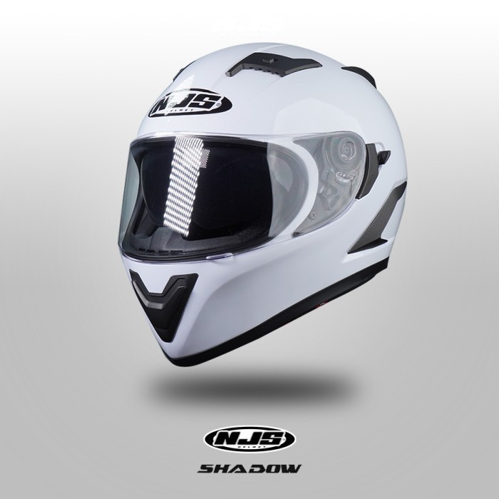 NJS Shadow Solid - Helm Full Face -  (FREE Iridium visor, Tear Off Post & Antifog Pins) - Helm Full 