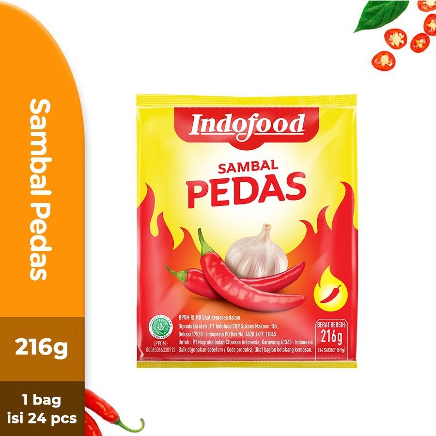 

Sambal Indofood Pedas Pet 9 gr X 24 Pcs