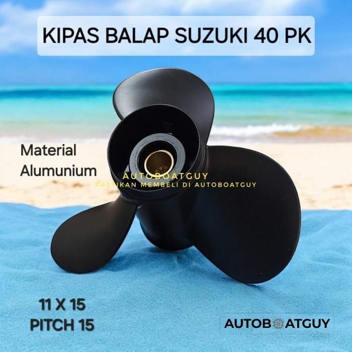 Propeller Balap Mesin Tempel SUZUKI 40 PK HP Kipas Baling-Baling Bahan Alumunium