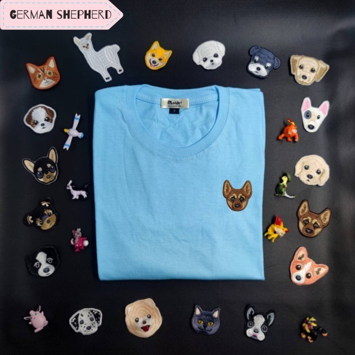 kaos anak lucu bordir anjing Herder German Shepherd by Maidei