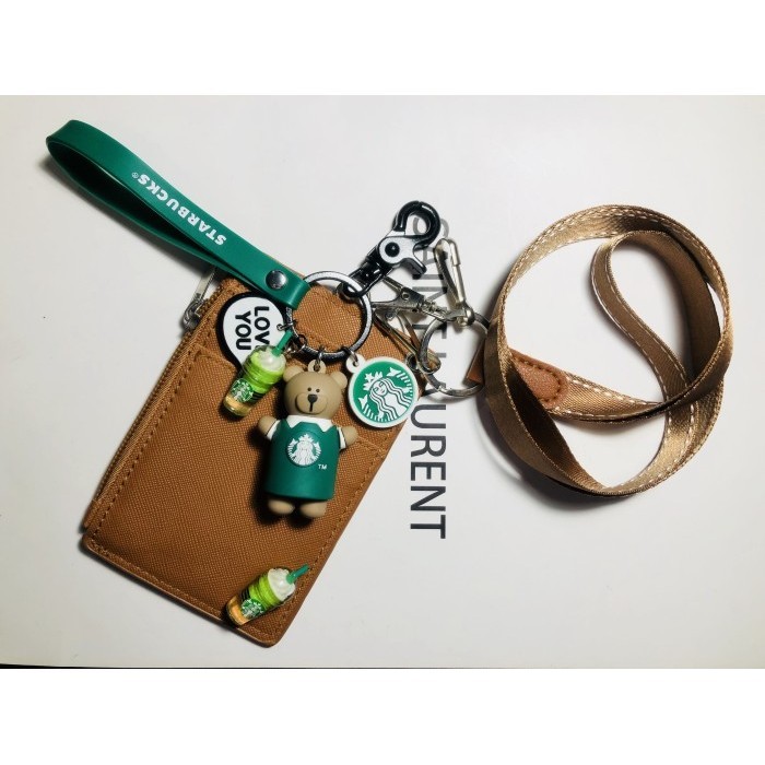 

NEW ! BEST SELLER dompet cardholder Starbucks kartu id/akses/ATM/Pelajar/gift/keychain - green