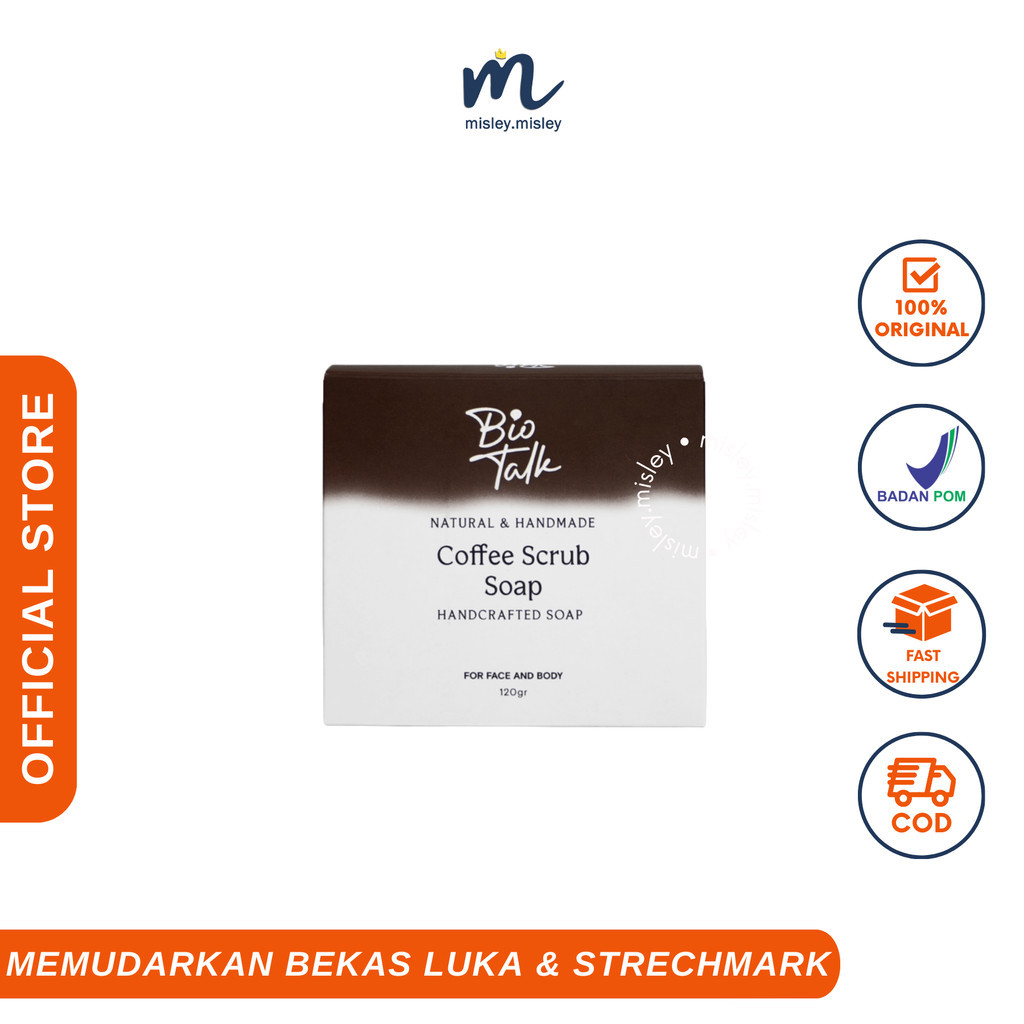 MISLEY - BIOTALK Coffee Scrub Soap | 120 gram | No SLS/SLES | Sabun Mandi Kopi Natural Handmade untu