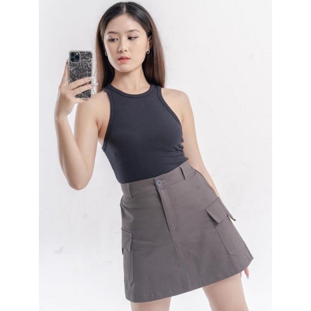 Rok Cargo Mini Skirt - Skirt Cargo Trendy Kekinian - Mizel Skirt Cargo Pendek Span Skirt