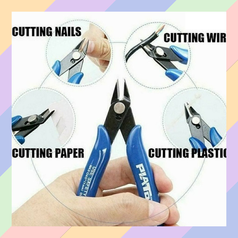 PK08 Tang PEMOTONG KAWAT Tang Lancip Kabel Plato Mini Plier Wire Cutter Tang Biru Kecil 19B5