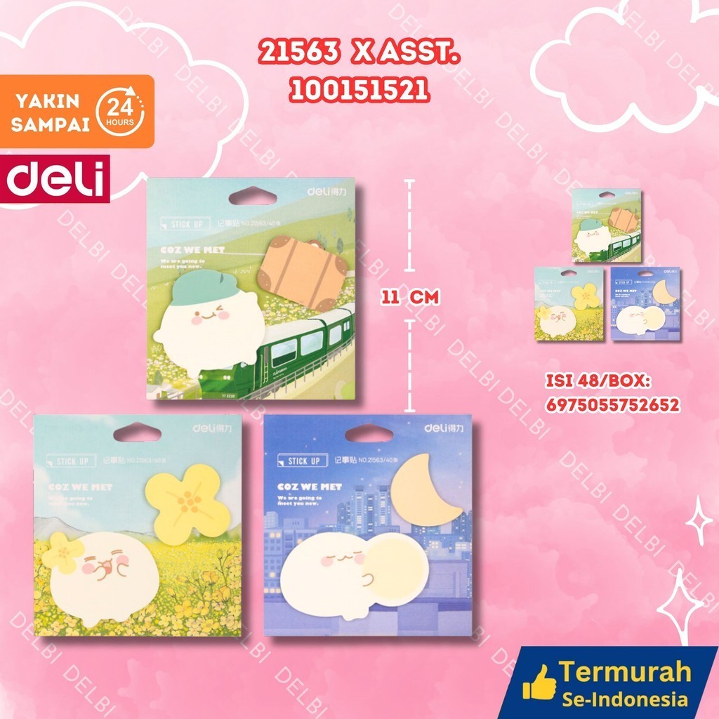 

Deli Memo Tempel / Sticky Notes 2 in 1 Kartun 40 Lembar 21563 X ASST
