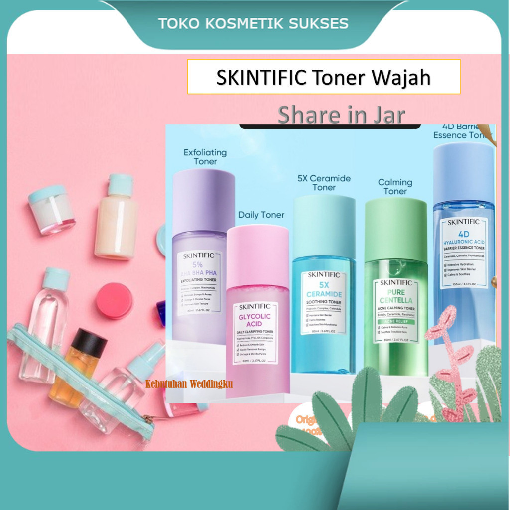 [ Share in Jar ] SKINTIFIC NIACINAMIDE HYALURONIC GLYCOLIC CERAMIDE CENTELLA ACNE AHA EXFOLIATING TO