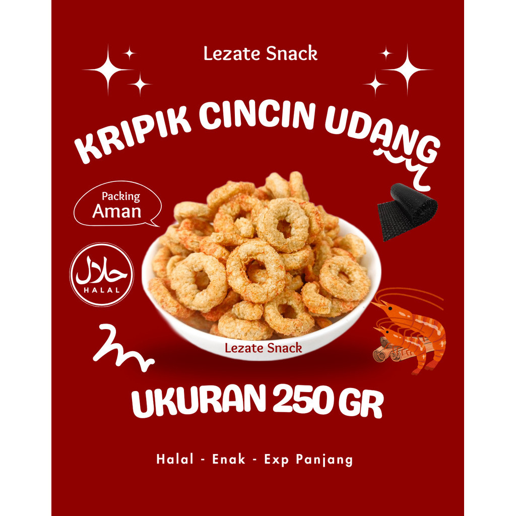 

Sedap Snack - Keripik Cincin Udang 250GR Enak Renyah Murah / Ring Udang Pedas Balado Dan Gurih Halal Snack Krupuk Cincin Udang