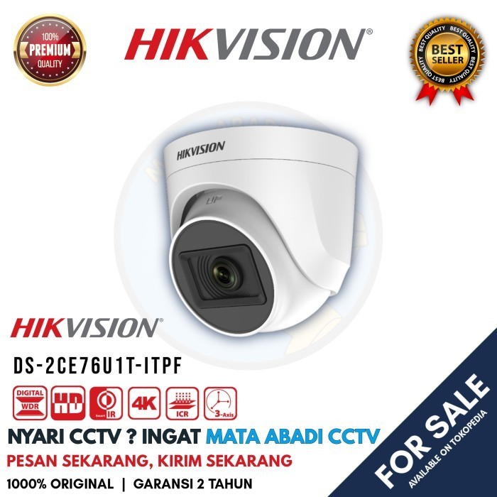 Kamera CCTV DS-2CE76U1T-ITPF 4K Indoor Fixed Turret Camera mata abadi cctv
