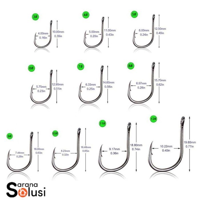 Kail Pancing Ikan No 3 4 5 6 7 8 9 10 11 12 isi 100 PCS