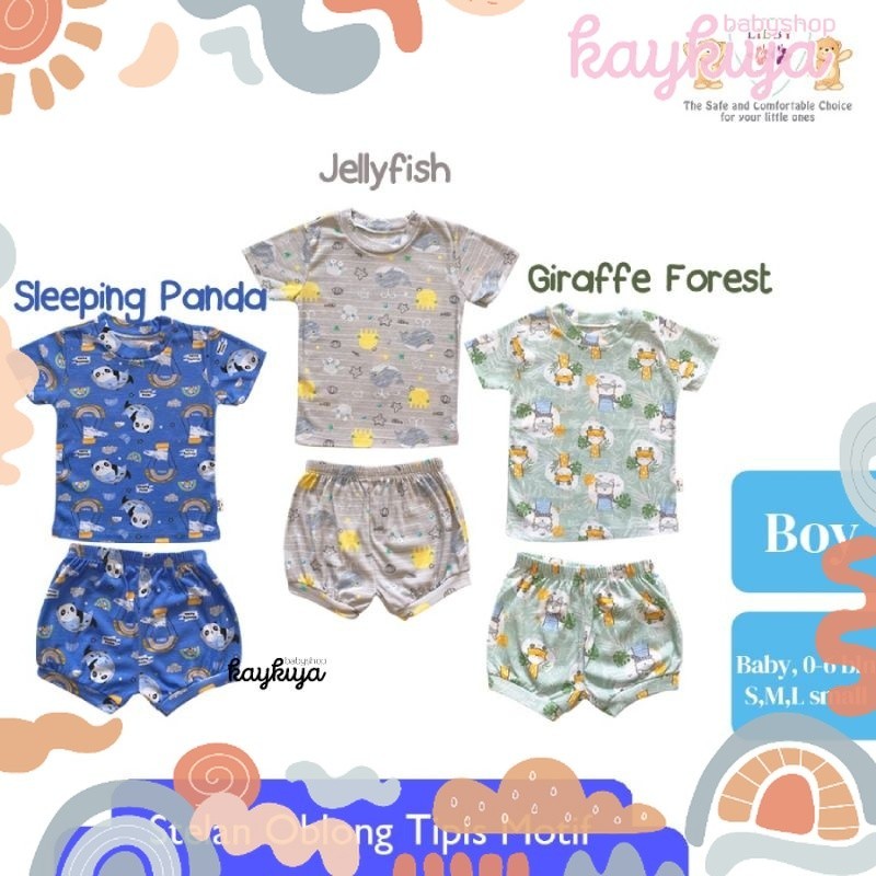 LIBBY - SETELAN PENDEK OBLONG COTTON TIPIS SIZE NB SML XL XXL