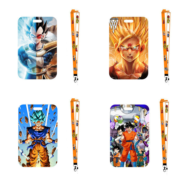 

Anime Dragon Ball Cartoon Card Holder Son Goku Saiyan Student Campus Lanyard Card Cover Work ID Cover Bus Card Case Gifts