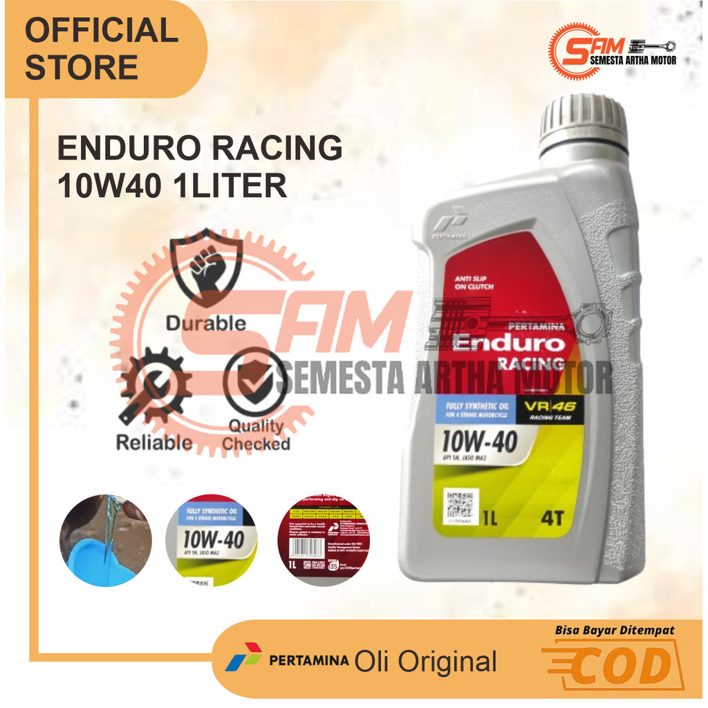Pertamina Enduro Racing 1 Liter 10w40 JASO Ma2 API SJ Oli Motor Sport
