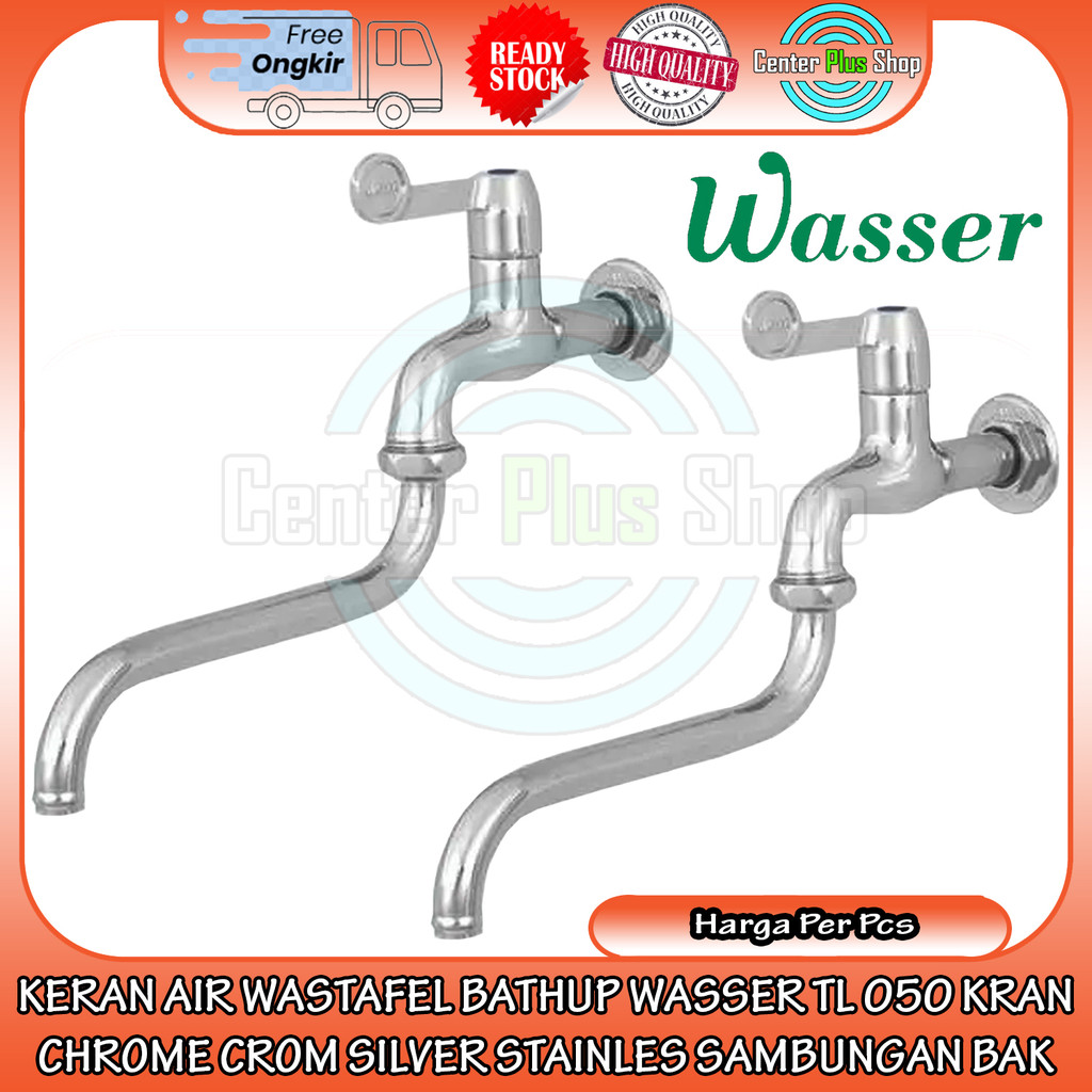 Keran Tembok Wastafel Bathup Cuci Piring Mandi Stainless Kran Air Dinding WASSER TL 050 Chrome Crom 