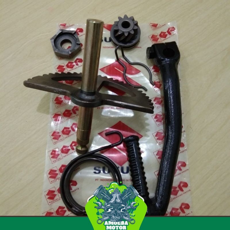 Selahan engkol as kick gigi pinion per kick Suzuki Spin 125 Skywave SkyDrive Hayate set lengkap Kual