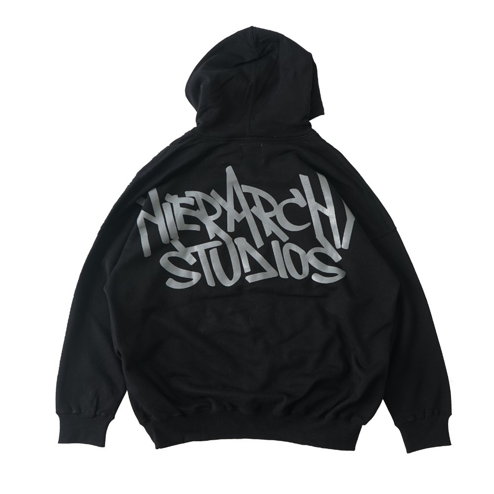 cindyputri111 Hierarchy Studios - Black Graffiti Wide Logo Oversized Hoodie
