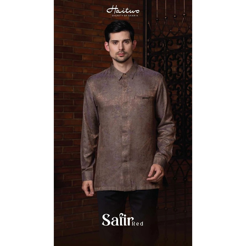 Nibras Muslim Store - NBRS Safir Koko Pria Motif Premium by Nibras/ Baju Koko Couple Motif Lengan Pa