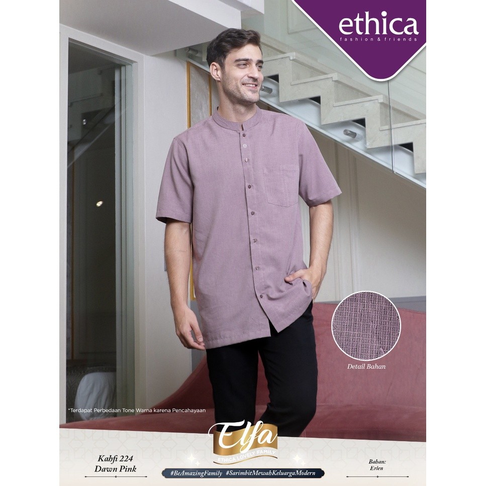 ETHICA Kemeja Koko Pria Dewasa Muslim Kahfi Dawn Pink