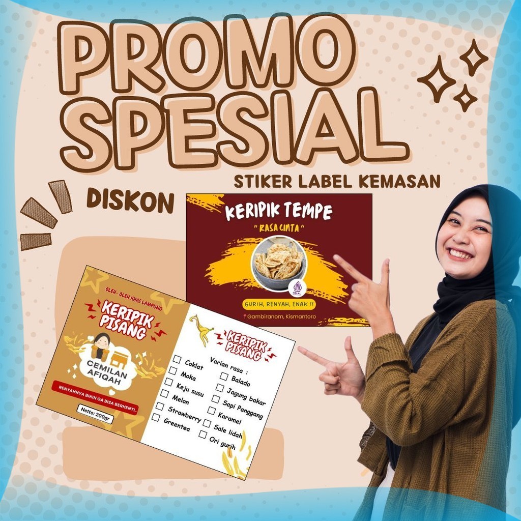 

JAYAPRINT - (min.100 pcs ) Stiker Label Kemasan Stiker Jajanan Stiker Snack Stiker Pouch Stiker Makanan