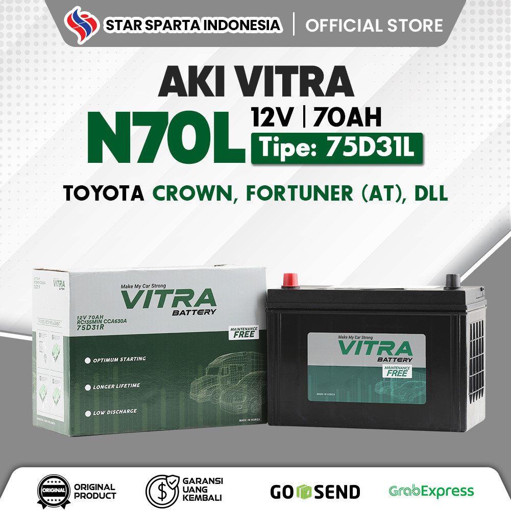 Vitra - Aki N70L 12V 70Ah untuk Toyota Crown, Fortuner (AT)